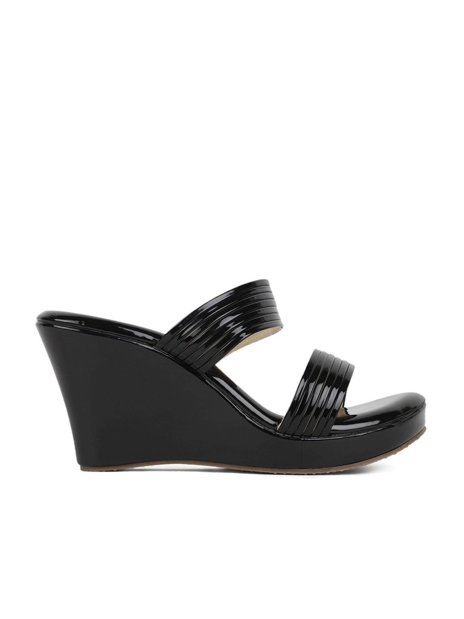 Iconics Women's Black Casual Wedges