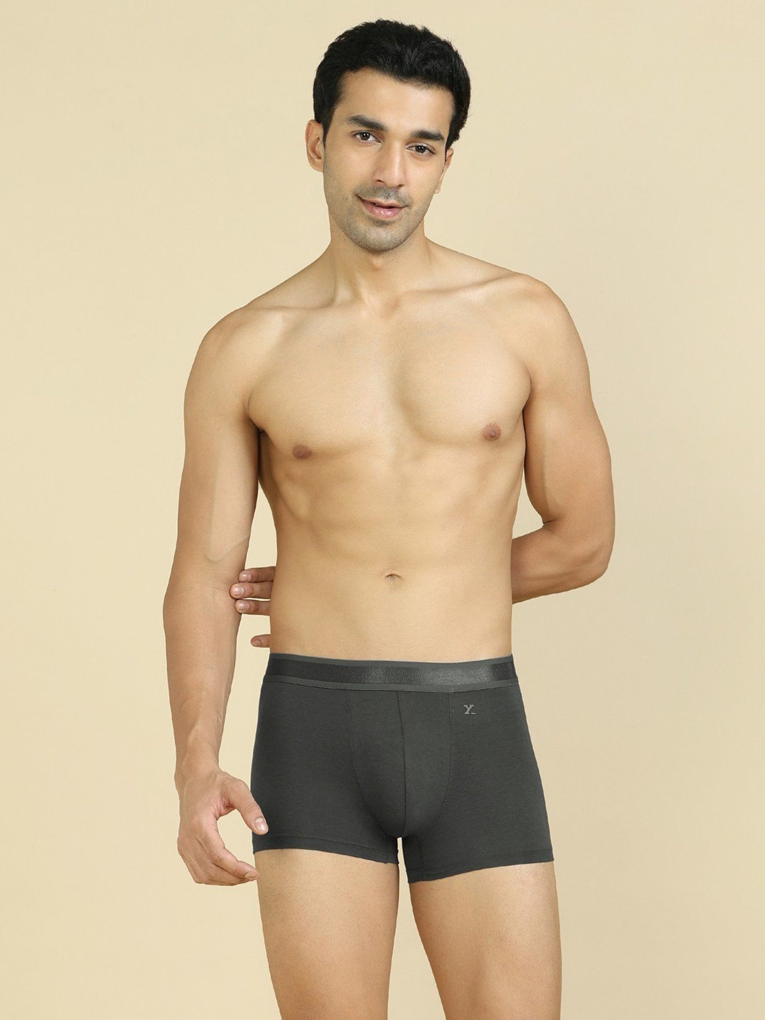 XYXX Charcoal Grey Cotton Regular Fit Trunks