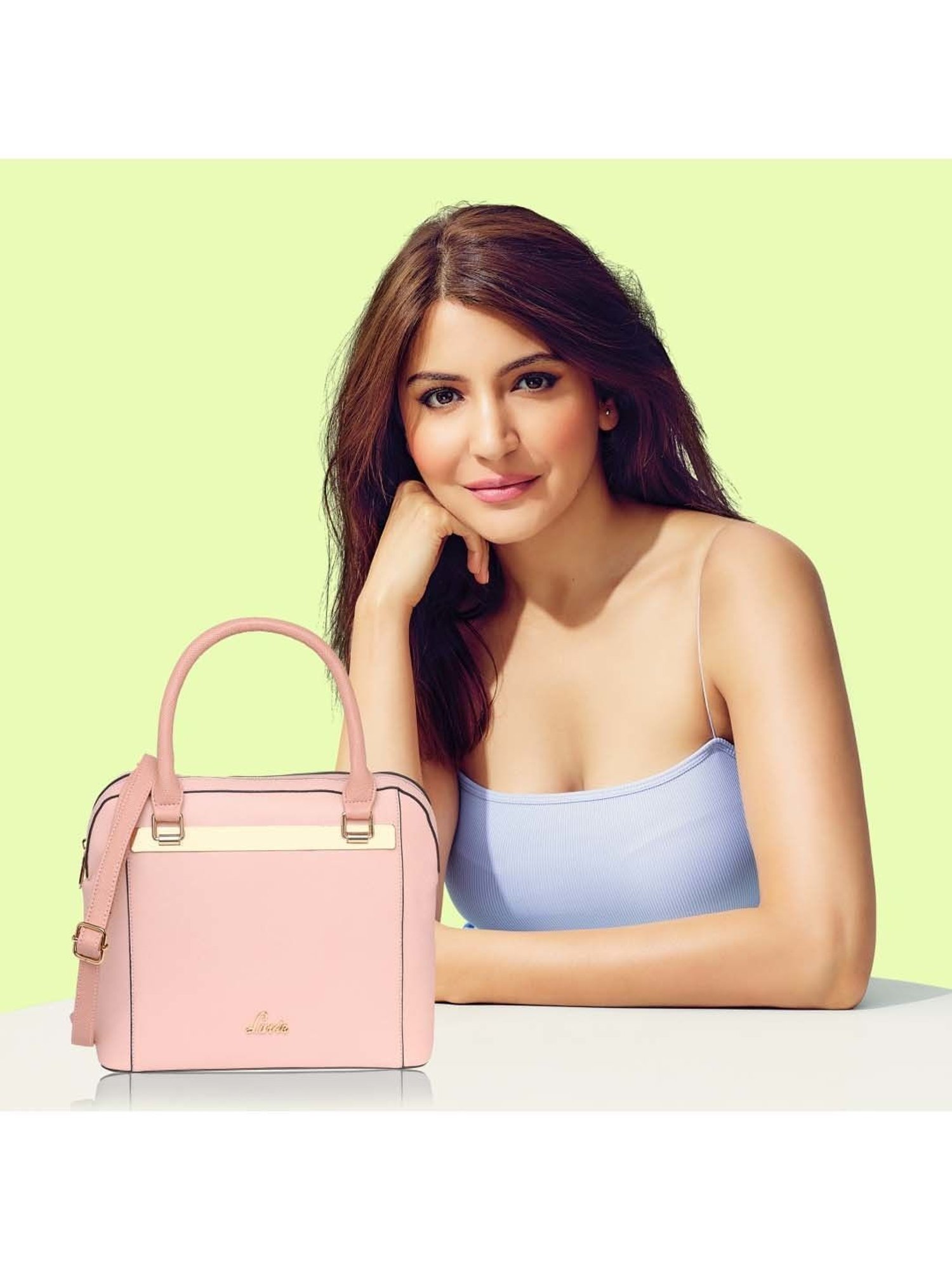 Lavie Pink Solid Medium Handbag