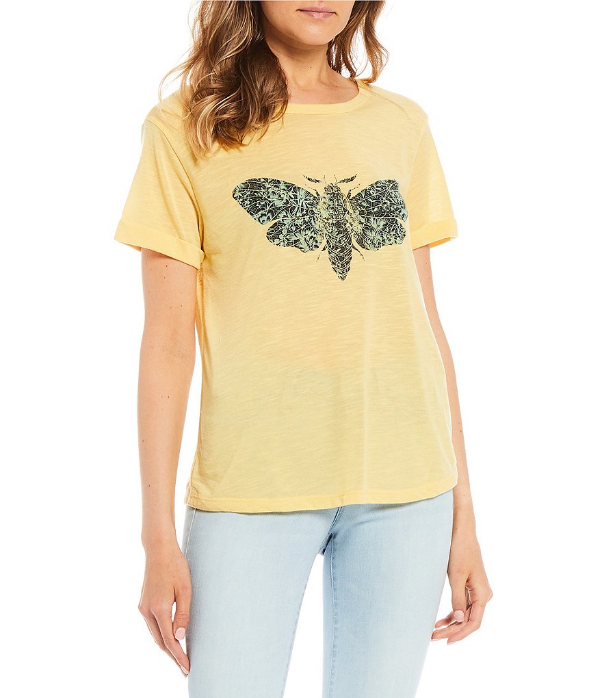 Frayed Carleigh Night Butterfly Short Sleeve Graphic Tee