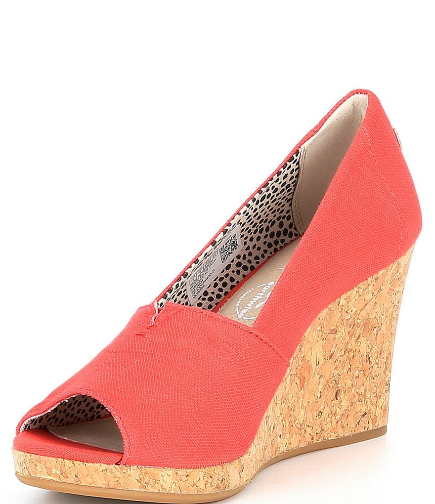 TOMS Michelle Peep Toe Cork Wedges