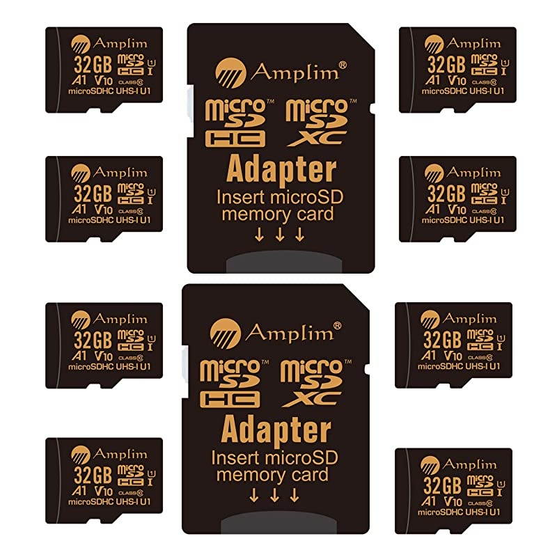 8Pack Bulk 32GB Micro SDHC Memory Card Plus Adapter 32 GB Class 10 Micro SD Card V10 A1 Extreme High Speed 100MBs 667X microSDHC TF Card CellPhones Tablets Fire Cameras Nintendo Drones