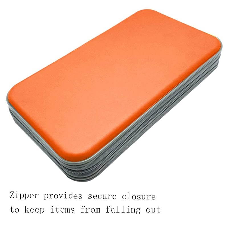CD CaseDVD Storage DVD Case Holder VCD Wallet Organizer Protective Hard Plastic Portable Case 80 Capacity Orange