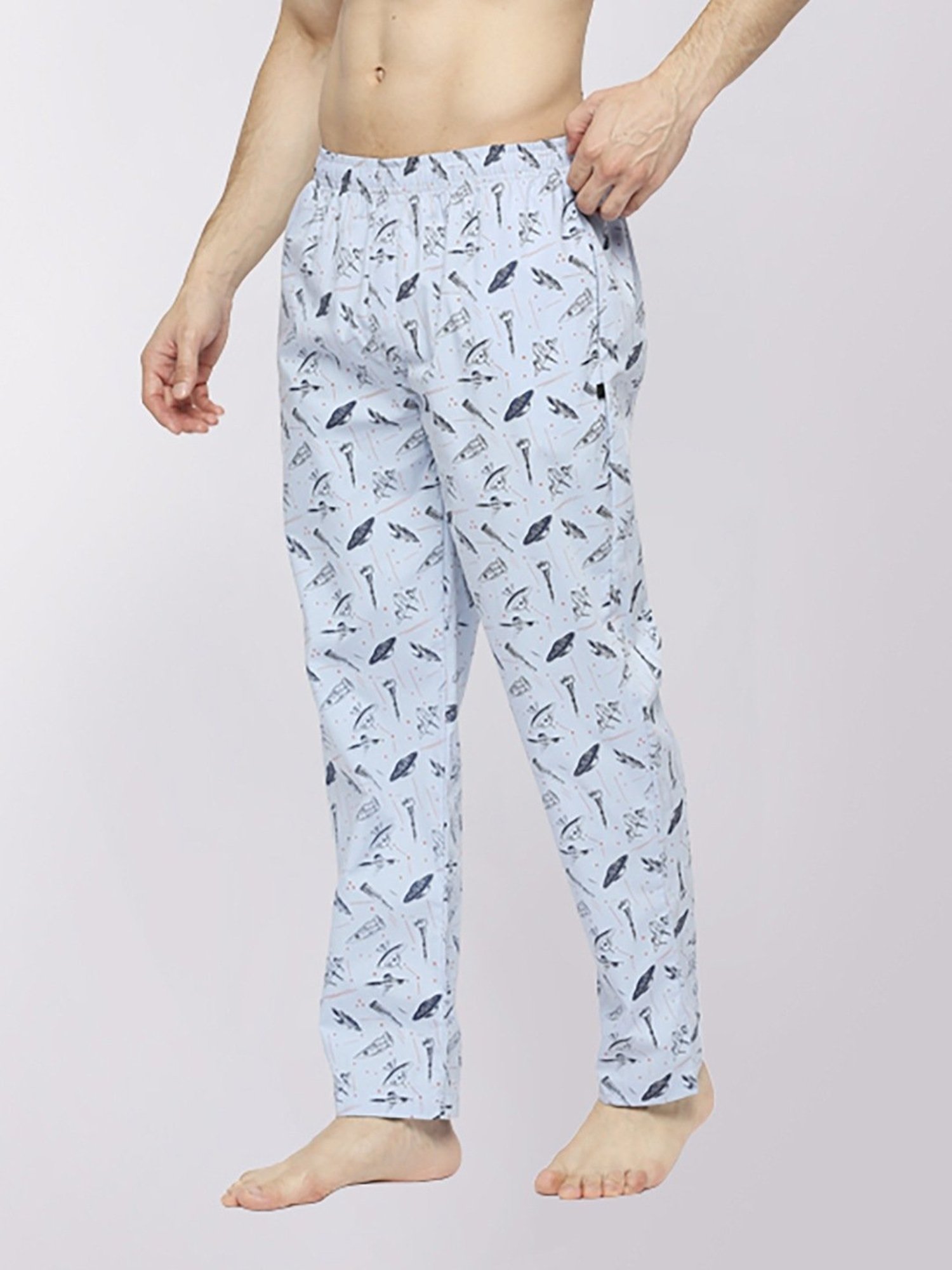 Frenchie Sky Blue Cotton Skinny Fit Printed Nightwear Pyjamas