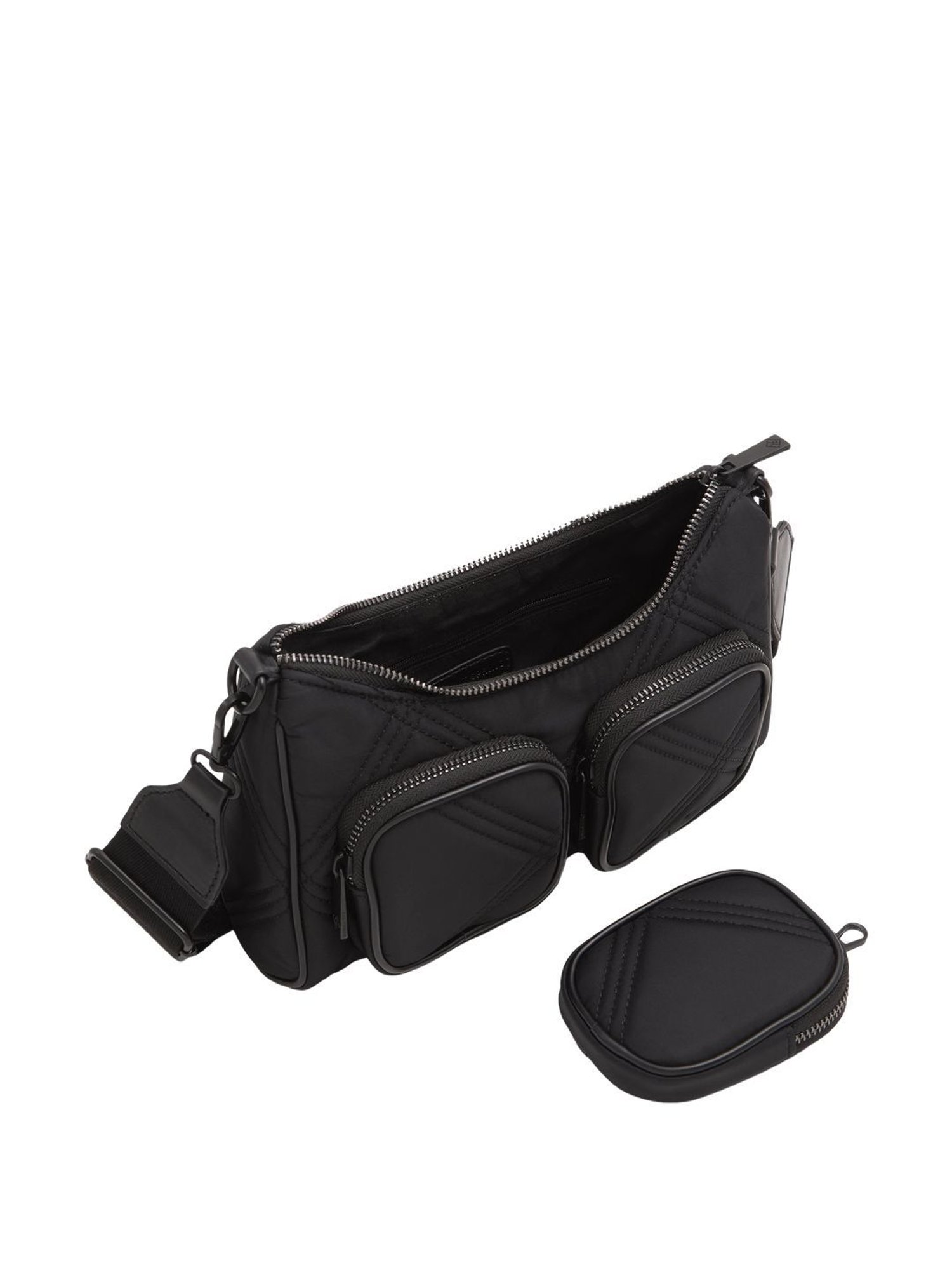 Call It Spring Black Textured Small Sling Handbag