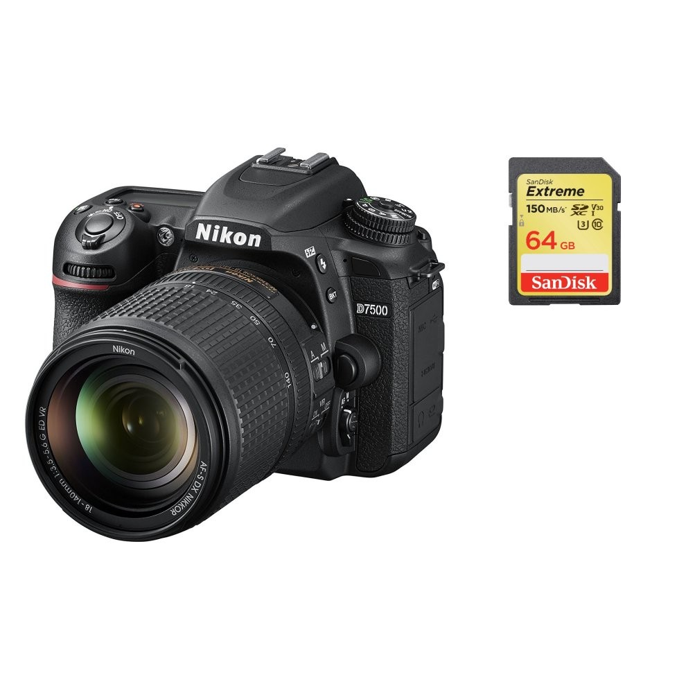 NIKON D7500 KIT AF-S 18-140MM F3.5-5.6G ED VR DX + 64GB SD card