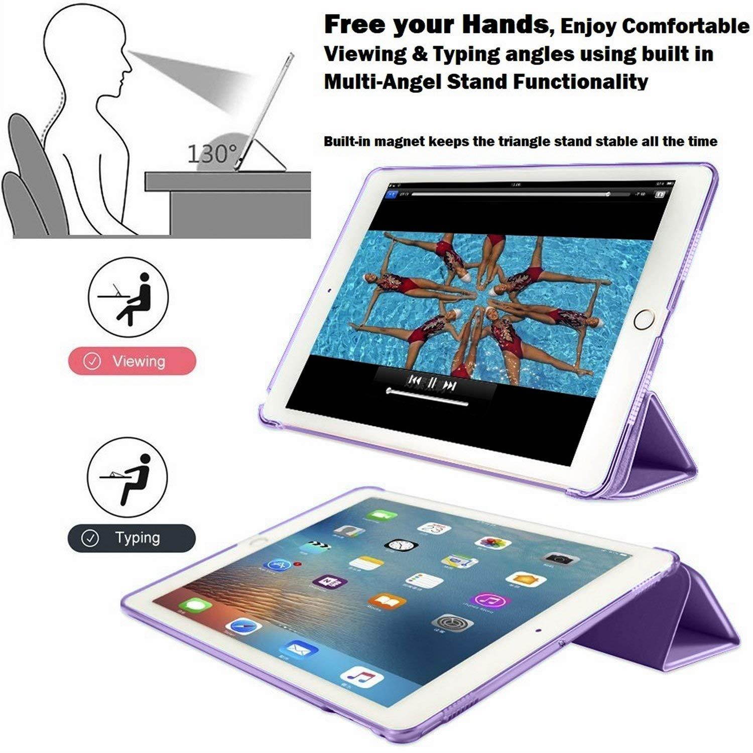 DuraSafe Cases for iPad 4/3 / 2 (9.7 Inch) Case Tri-Fold Smart Cover [ Auto Sleep/Wake ] (A1458 A1459 A1460 A1403 A1416 A1430 A1395 A1396 A1397) [iPad 4th, 3rd & 2nd Gen 9.7]- Purple