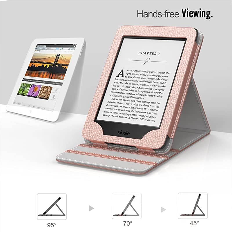 Case Fits Kindle Paperwhite (10th Generation, 2018 Releases), Premium Vertical Flip Cover with Auto Wake/Sleep Compatible for  Kindle Paperwhite 2018 E-Reader - Rose Gold