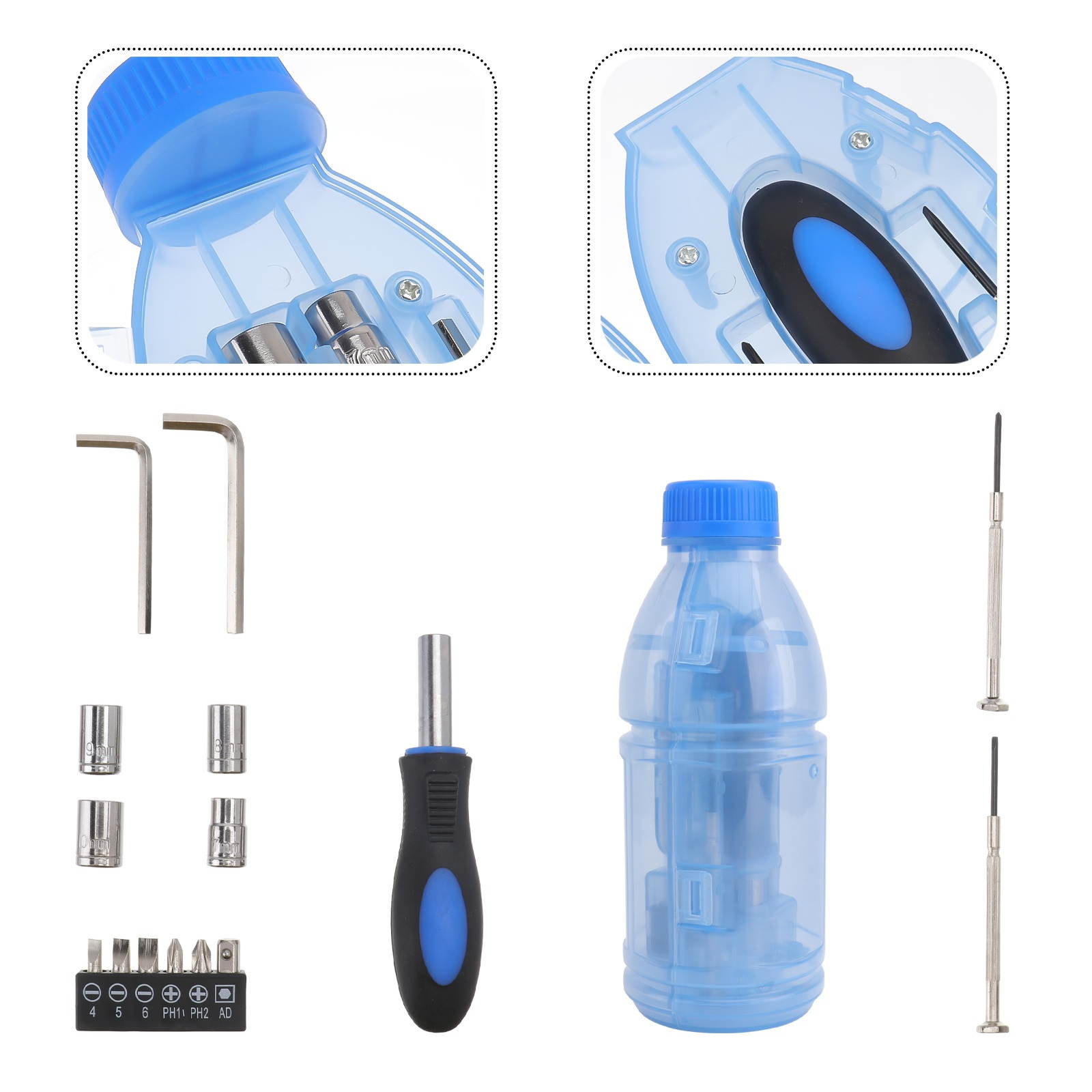 1 Set Bottle-design Screwdriver Kit Tool Set Screwdriver Tool Set (Sky-blue)
