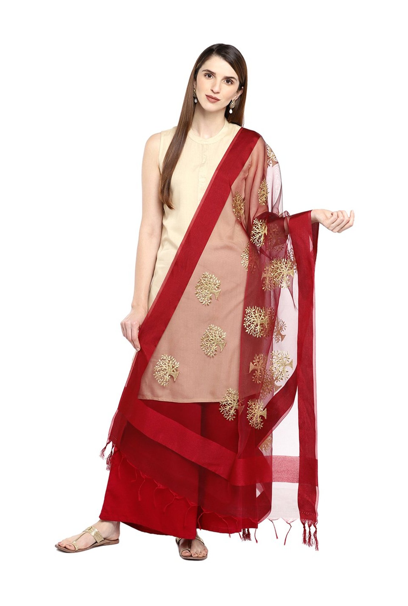 Stylum Red Plain Dupatta