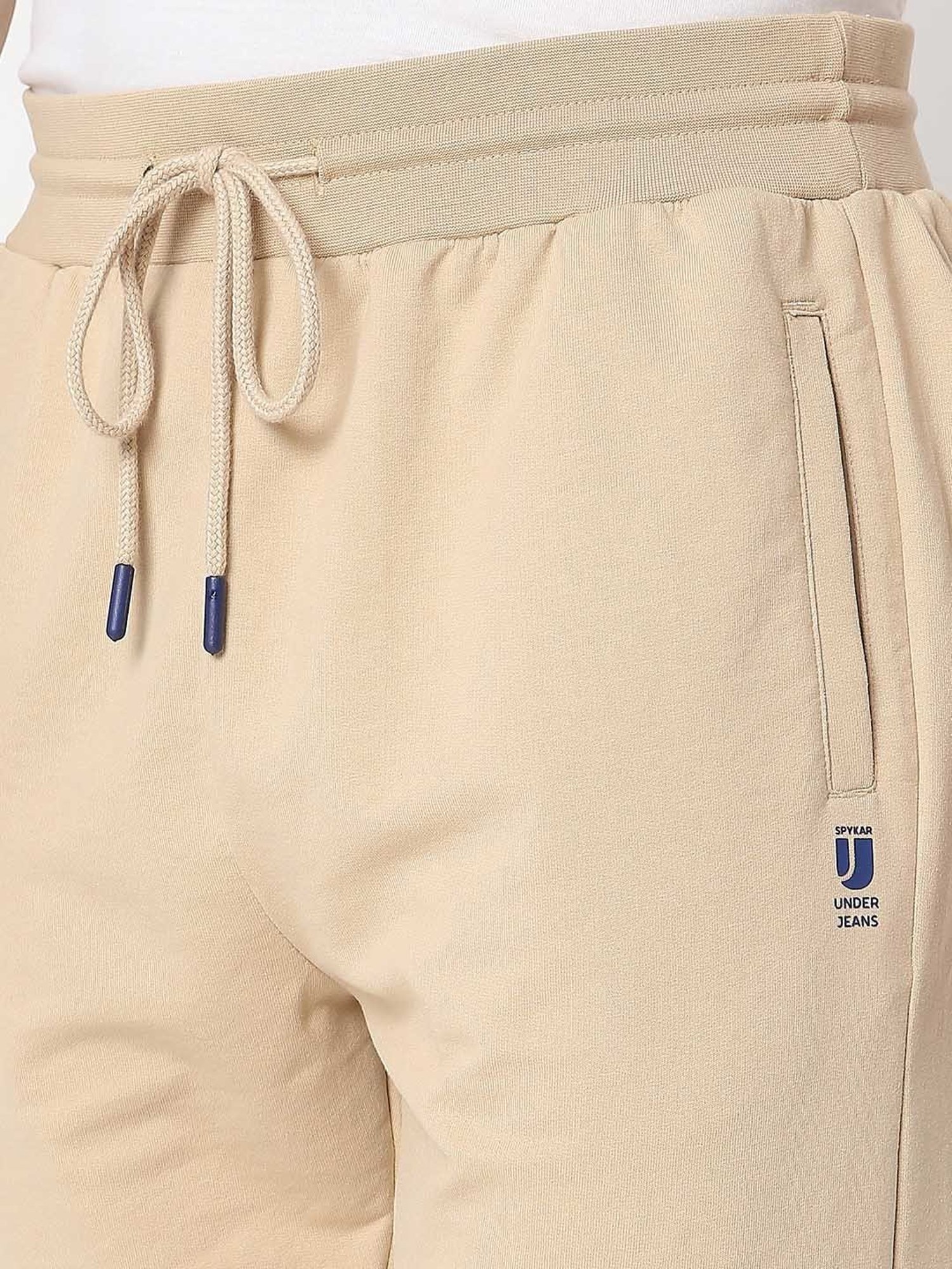 UnderJeans by Spykar Beige Regular Fit Lounge Shorts