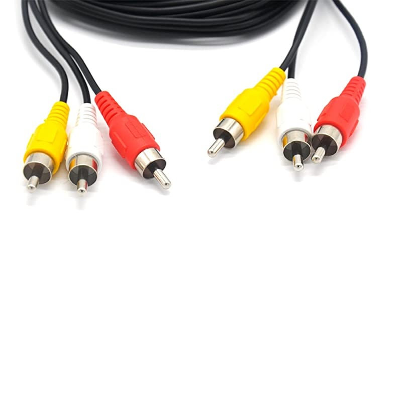 RCA 10FT AudioVideo Composite Cable DVDVCRSAT YellowWhitered connectors 3 Male to 3 Male