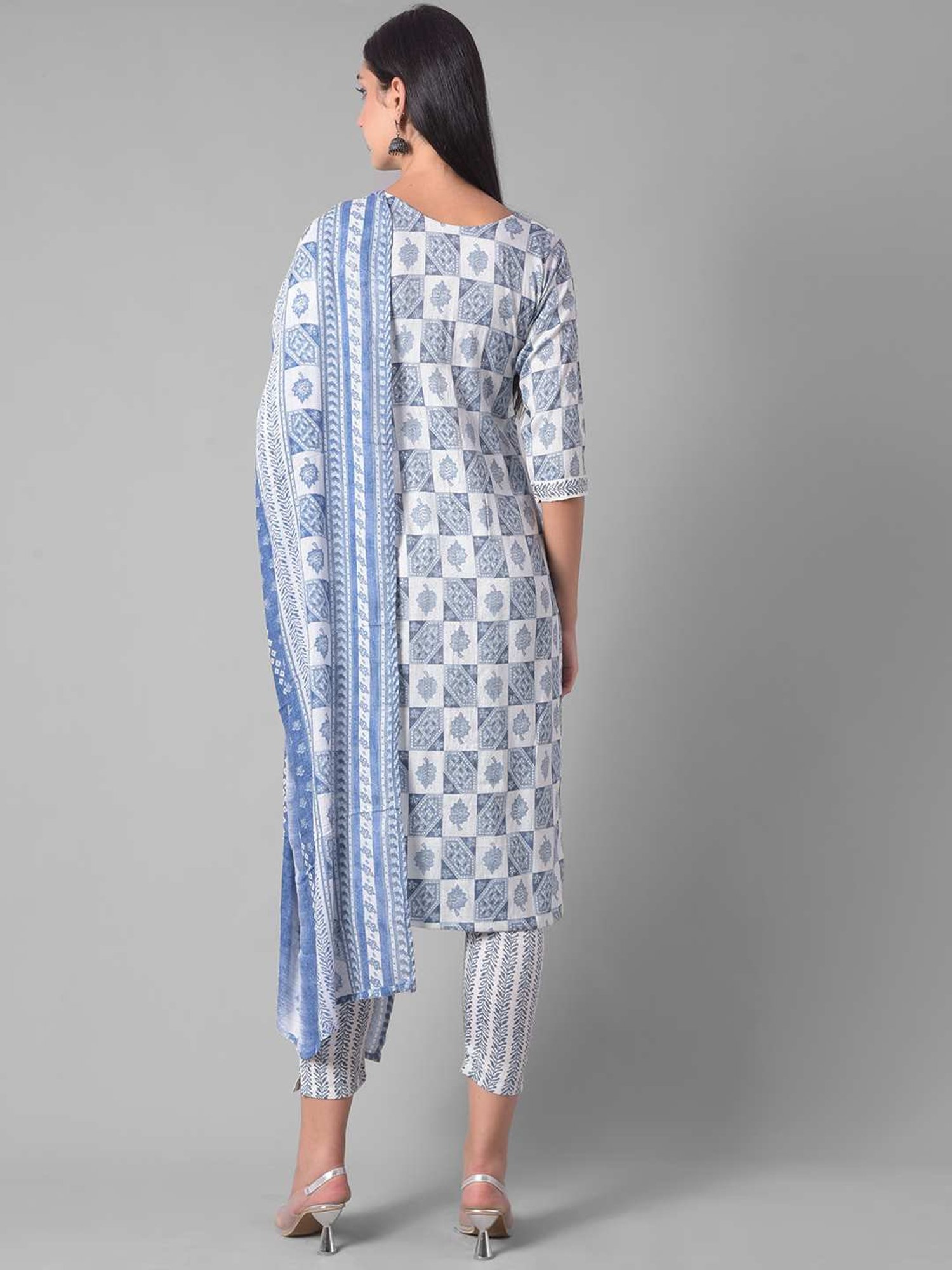 Dollar Missy Blue Printed Kurta With Pants & Dupatta