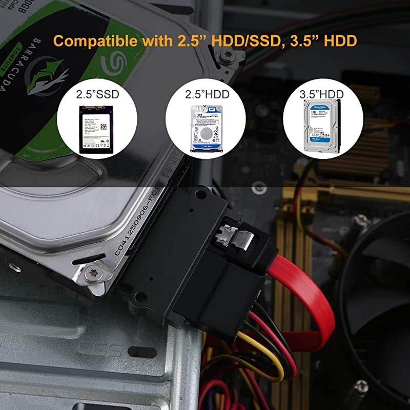 SATA 22 Pin Male to SATA 22 Pin Female Adapter SATA 22 Pin 7+15 Male to Female Adapter for 25 HDD Black