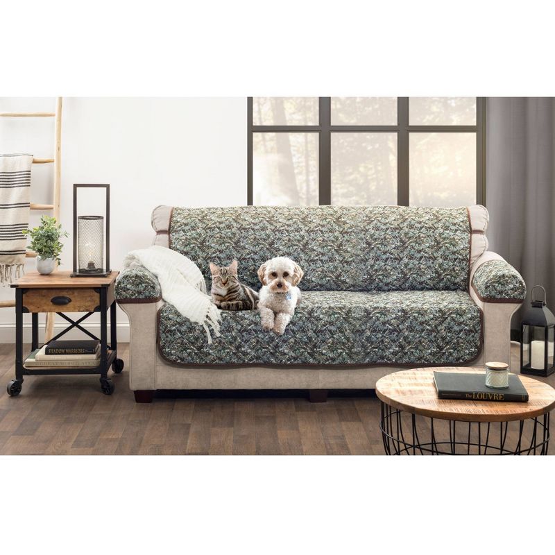 3pc Reversible Camouflage Quilted Sofa Cover Chocolate - Zenna Home