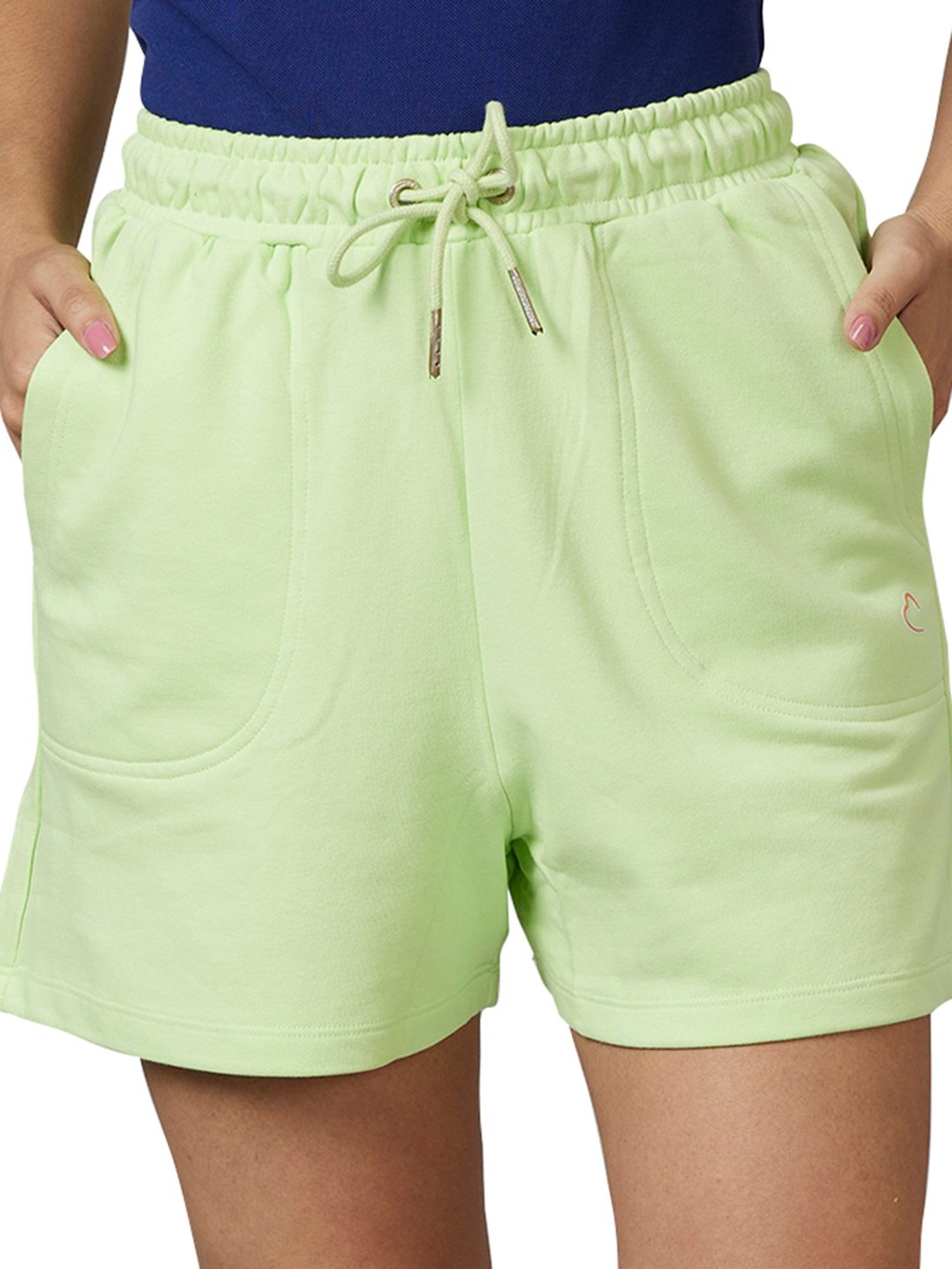Being Human Lime Yellow Mid Rise Shorts