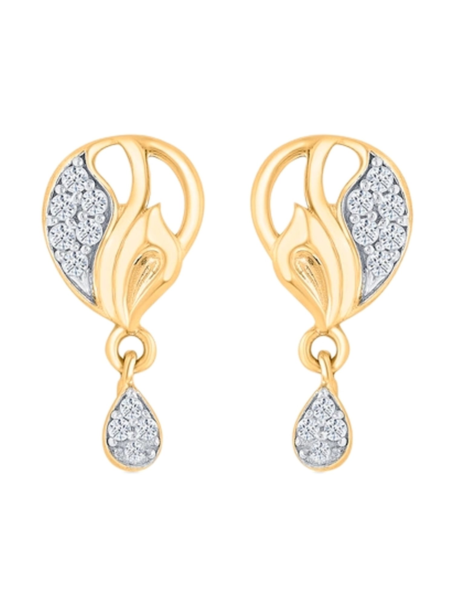 P.N.Gadgil Jewellers 22 Karat (916) BSI Hallmarked Yellow Gold Crystalline Breeze DanglerEarring