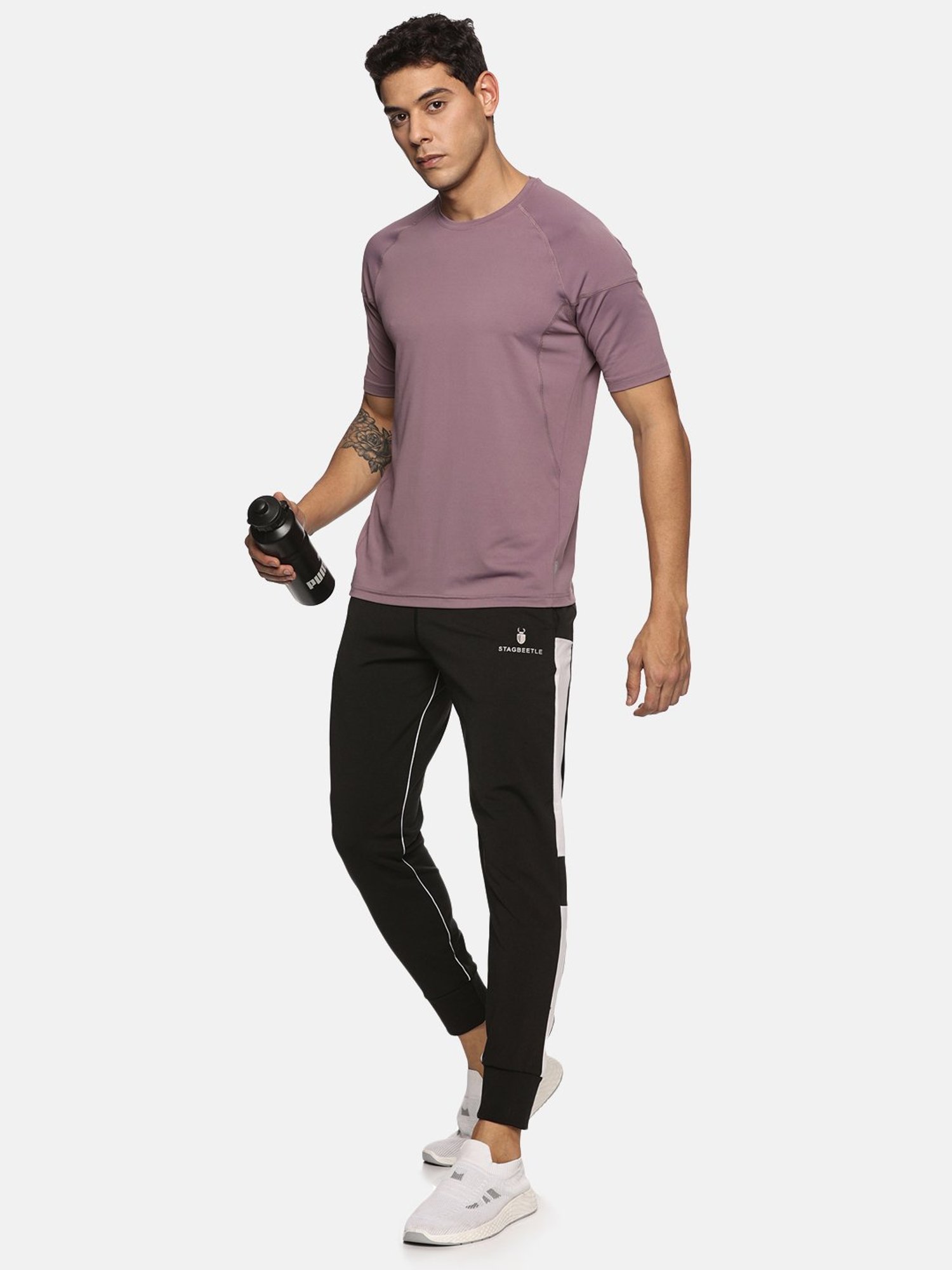 DOMIN8 Men Breathable Quick Dry Regular Fit Sports T-Shirt (Plum)