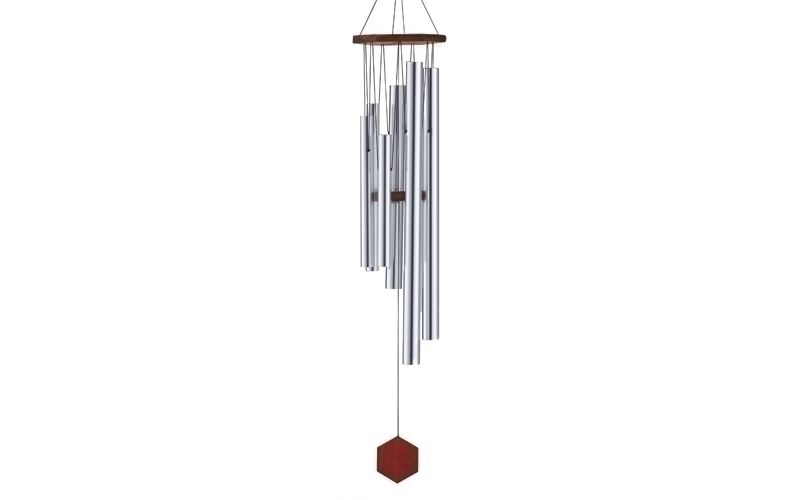 Roman 41" Hand-Tuned Triple Sealed Elm Wood Diamond Line Outdoor Patio Garden Wind Chime - Silver