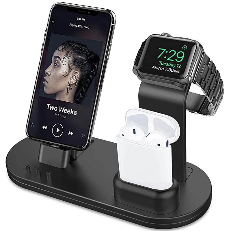 3 in 1 Charging Stand Compatible with iWatch Series 54321 AirPods and iPhone XsX MaxXRX88Plus77 Plus 6S 6S PlusOriginal Charger amp Cables Required Black