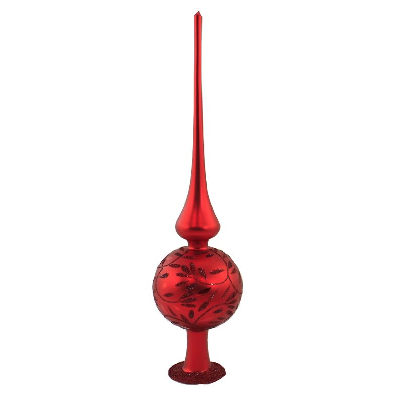 Inge Glas 13.0" Red Delights Matte Finial Tree Topper Christmas  -  Tree Toppers