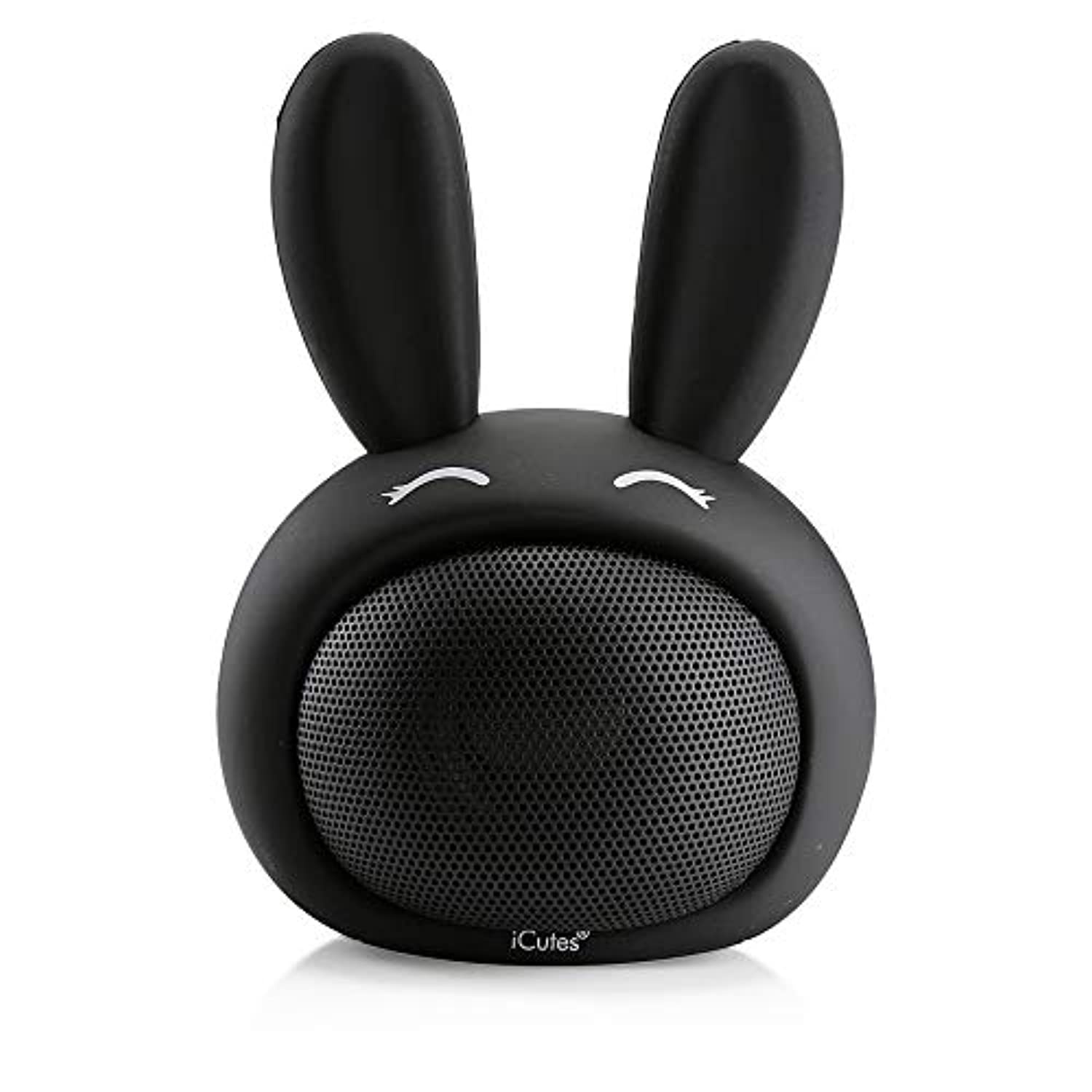 HUGMO Black Bunny Compact Bluetooth Portable Speaker, USB Rechargeable Battery, Built-in Microphone