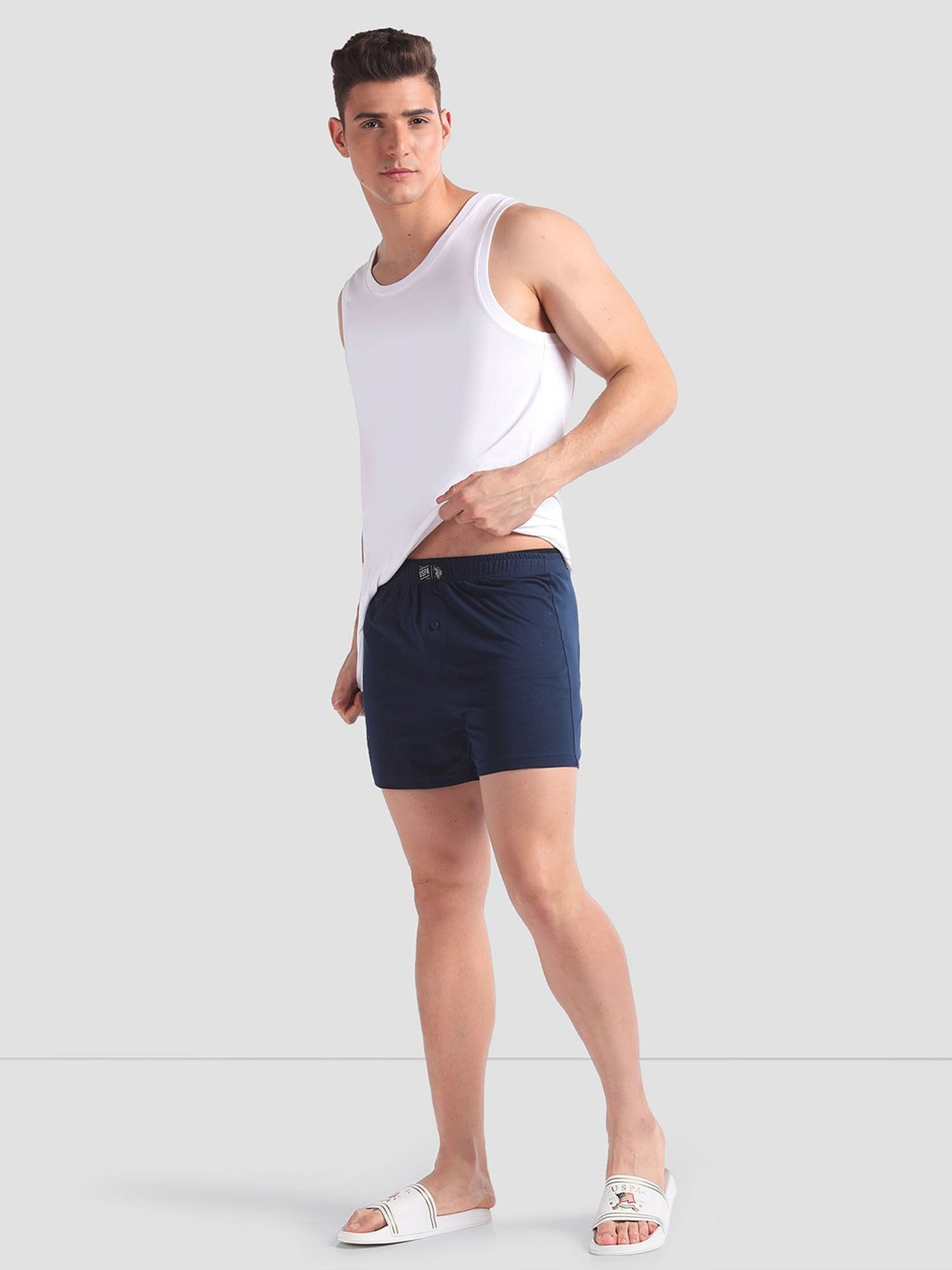 U.S. Polo Assn. Blue & Navy Regular Fit Printed Boxers - Pack of 2