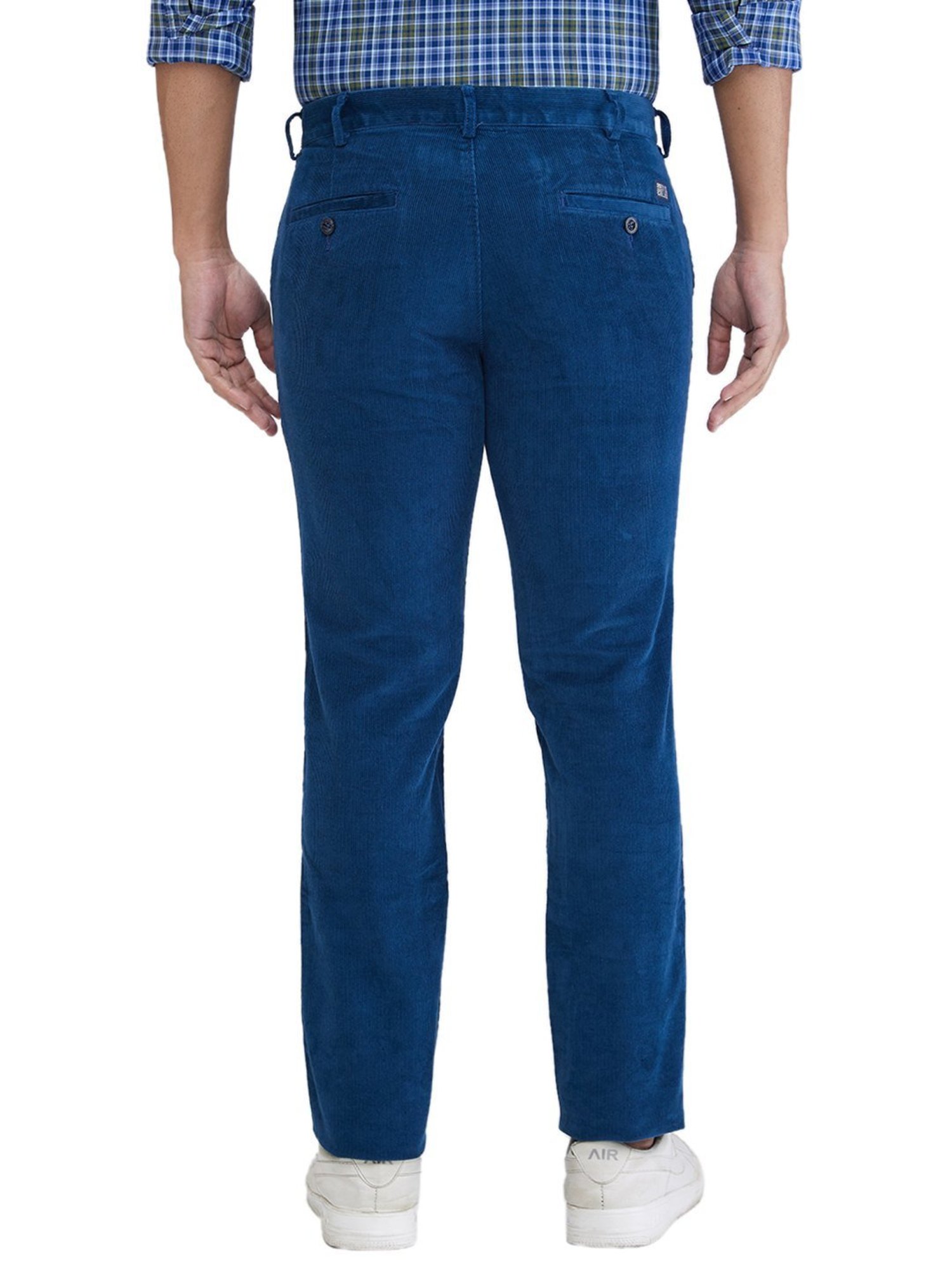Colorplus Blue Slim Fit Striped Trousers