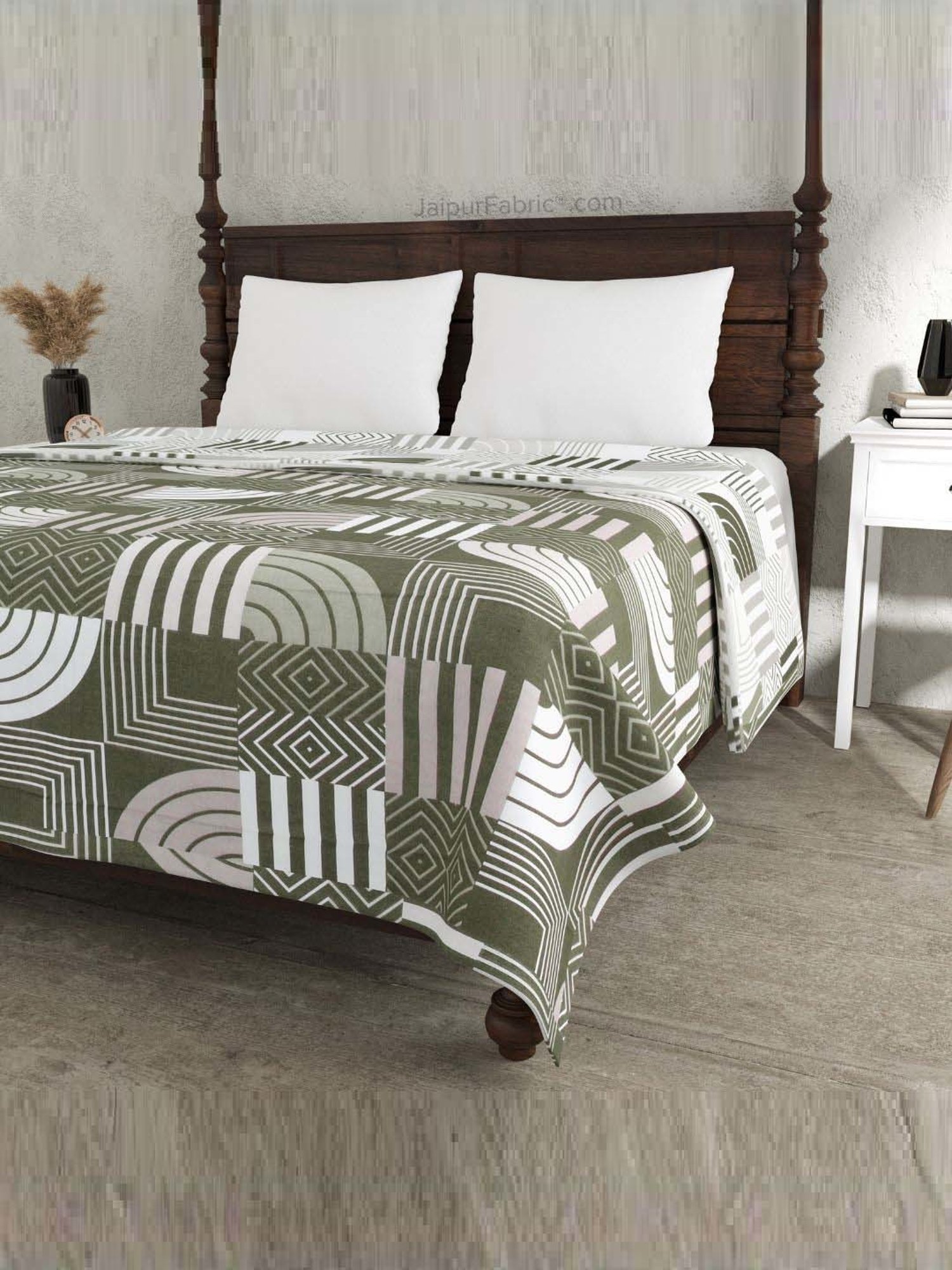 JaipurFabric Moss Green Mulmul Cotton 150 GSM Reversible Ac Dohar