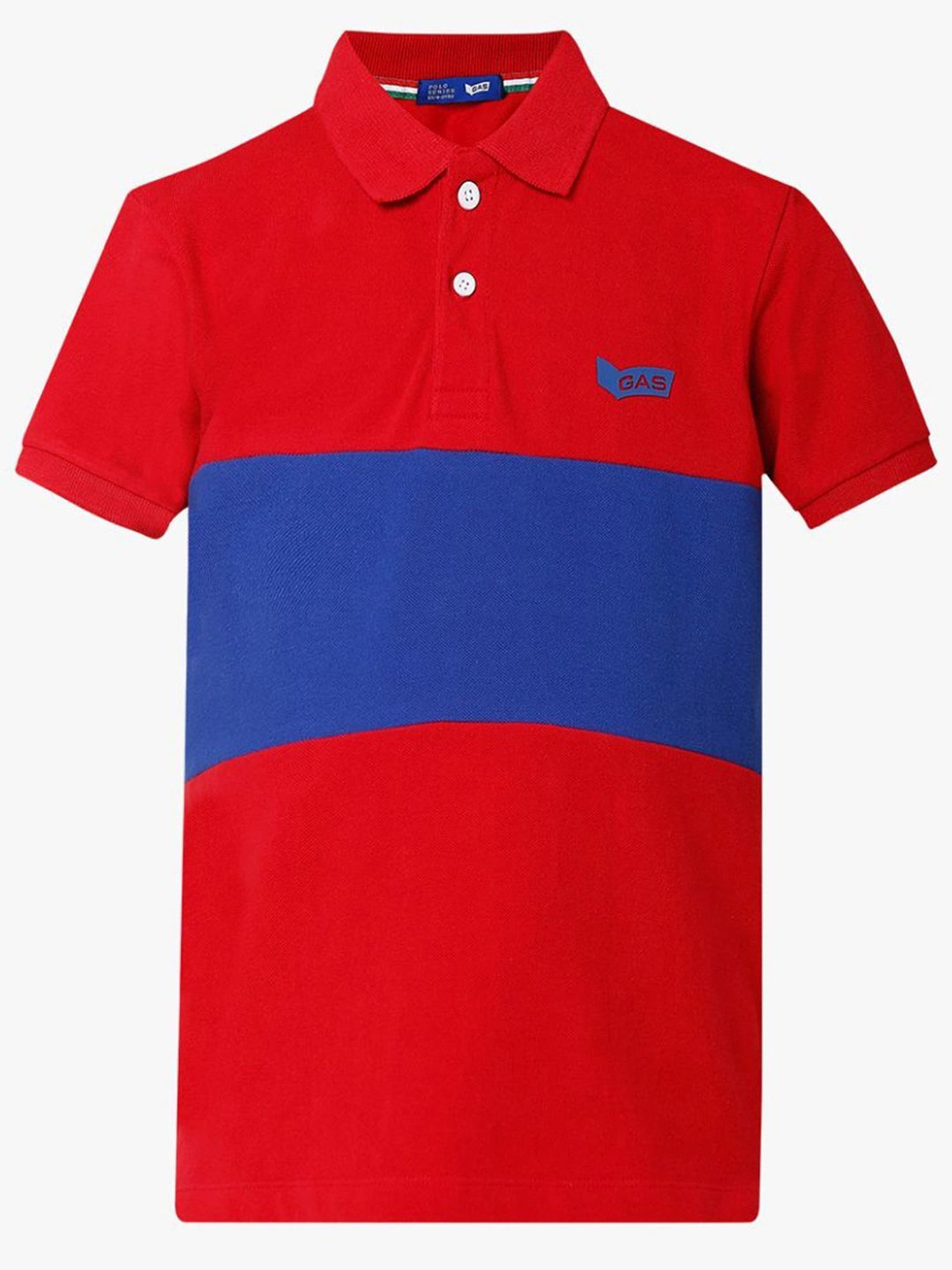 Gas Kids Red & Blue Cotton Color Block Polo T-Shirt