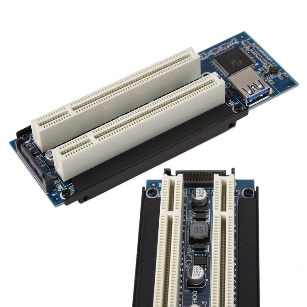 PCI-E Express X1 to Dual PCI Riser Extend Adapter Card PCI Add On Cards with 1M USB 3.0 Cable