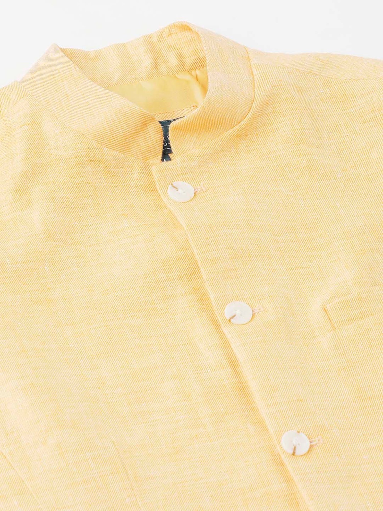 Linen Club Yellow Regular Fit Nehru Jacket