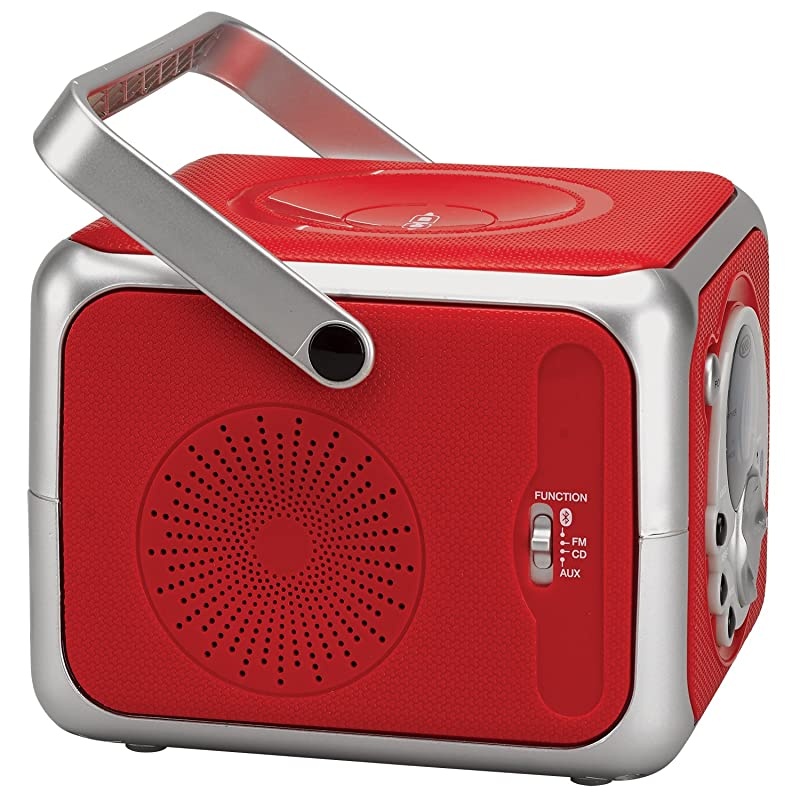CD-555 Red CD Bluetooth Boombox Portable Bluetooth Music System with CD Player +CD-R/RW & FM Radio with Aux-in & Headphone Jack Line-in Limited Edition- (Red)