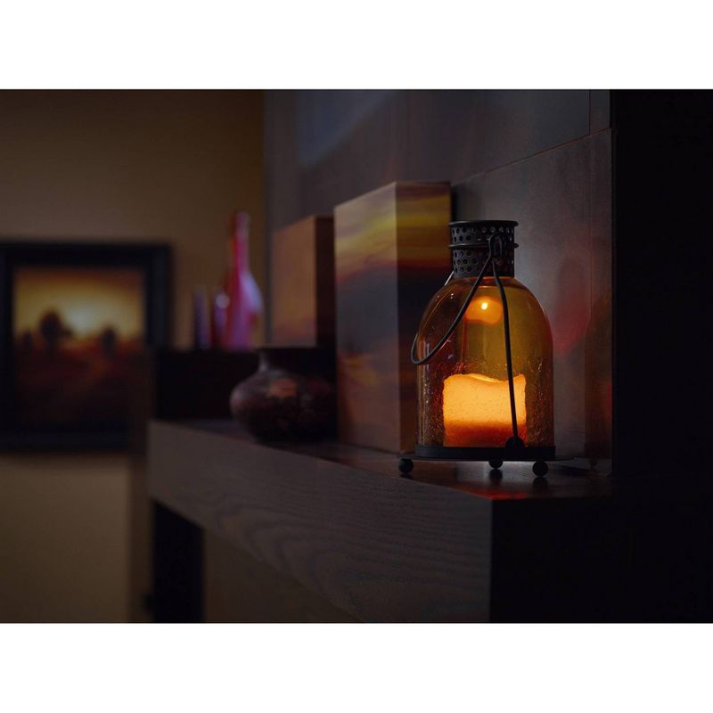 Smart Living 11" Monaco Glass LED Candle Outdoor Lantern - Amber