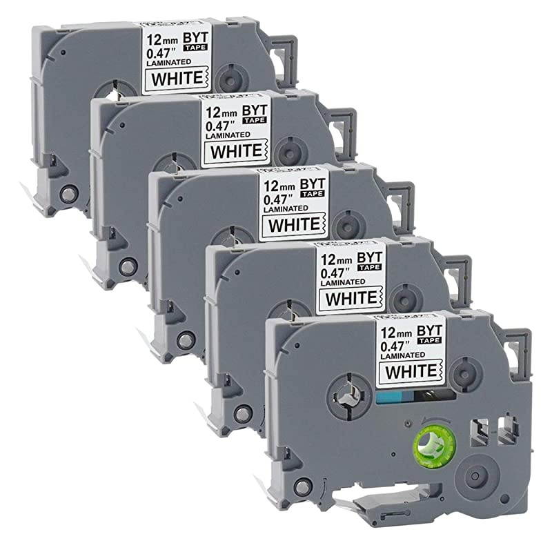 Compatible Label Tape Replacement for Brother PTH110 Tape TZE Tape 12mm 047 Laminated White for Brother PTouch PTD210 PTH100 PTD400 PTD600 Cube Label Maker Tape 262 Feet 8M 5Pack