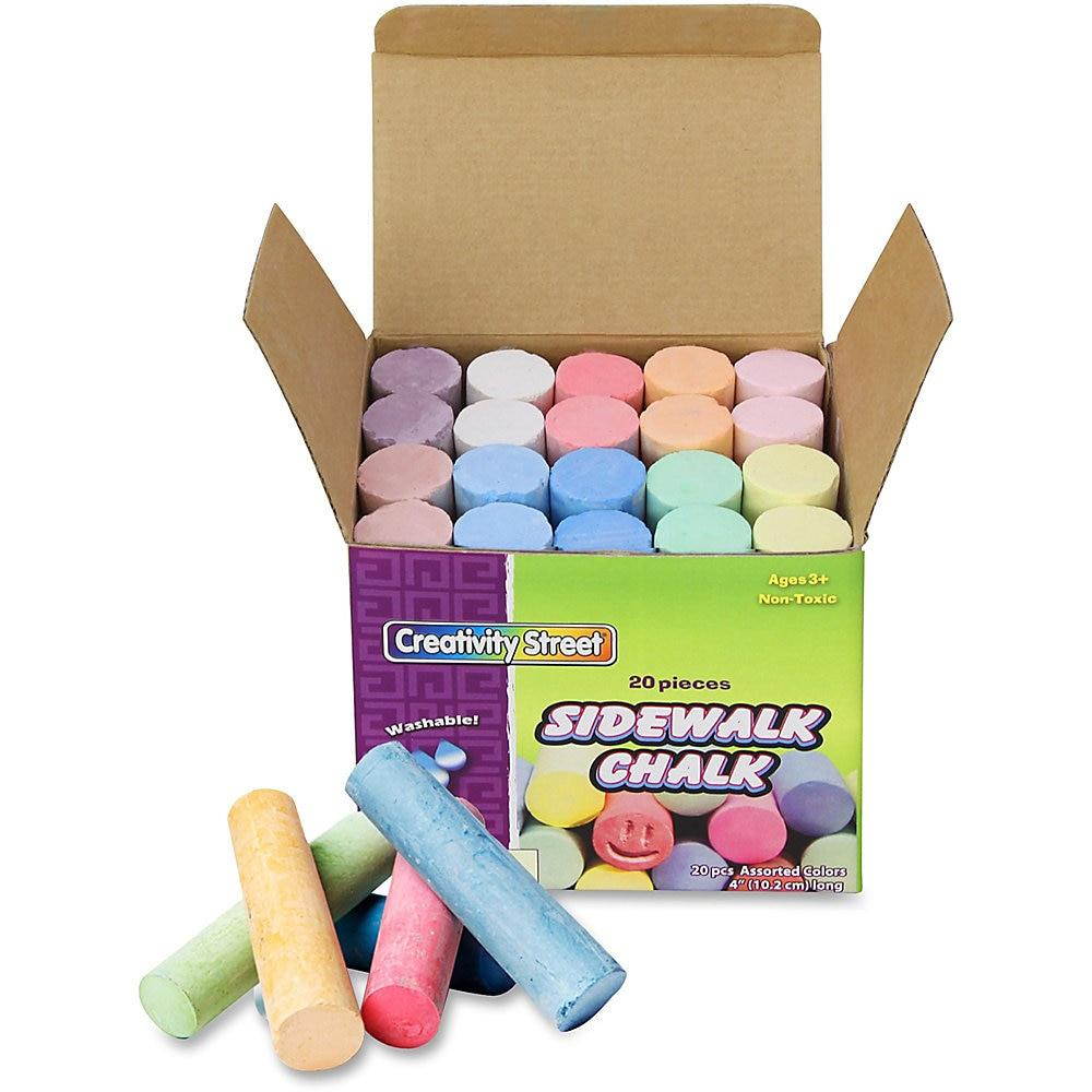 Chenille Kraft Sidewalk Chalk Washable/Nontoxic 20 Pc 4"x1" Assorted 1700
