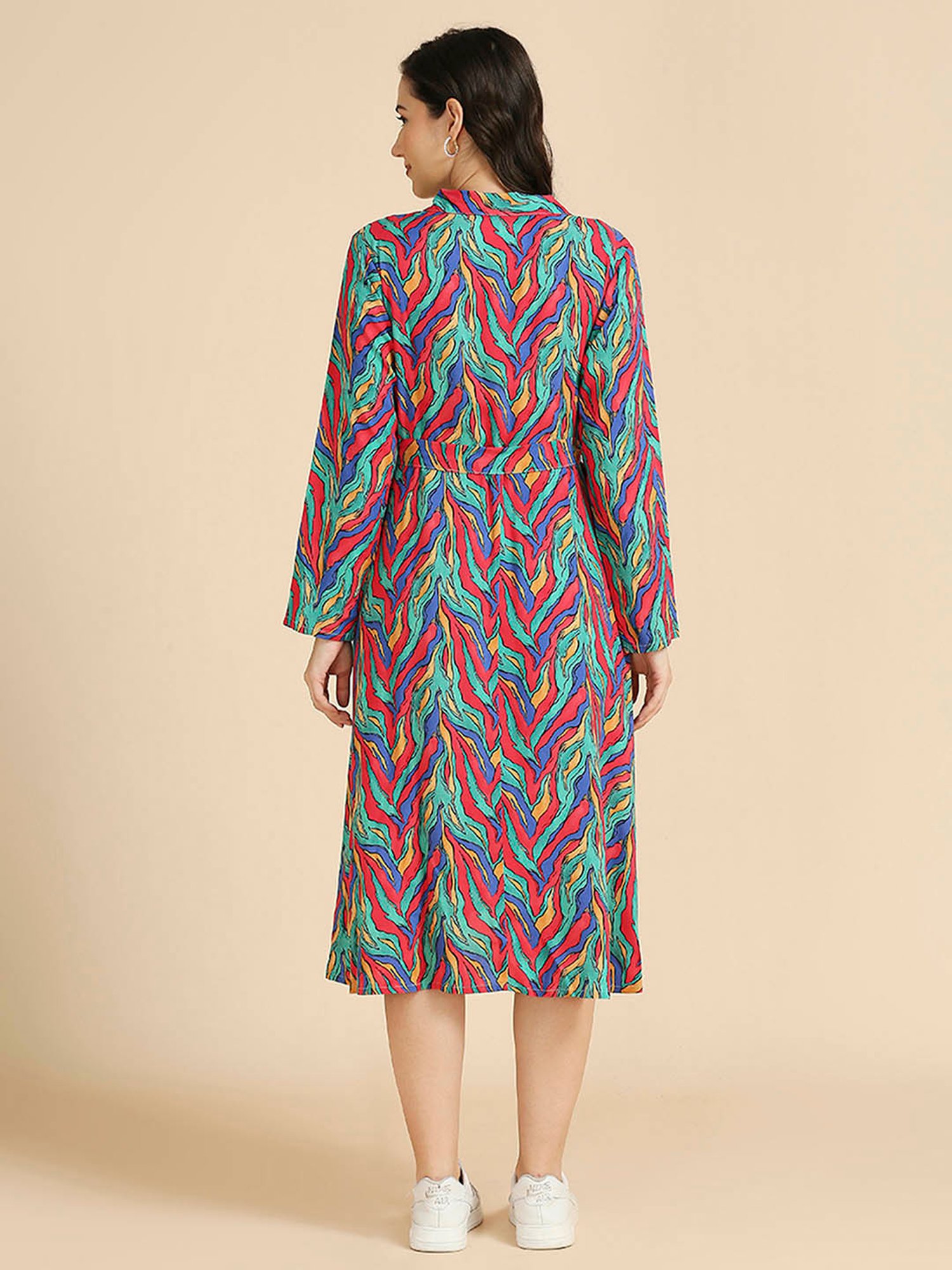 MomToBe Multicolor Rayon Abstract Print Maternity Dress