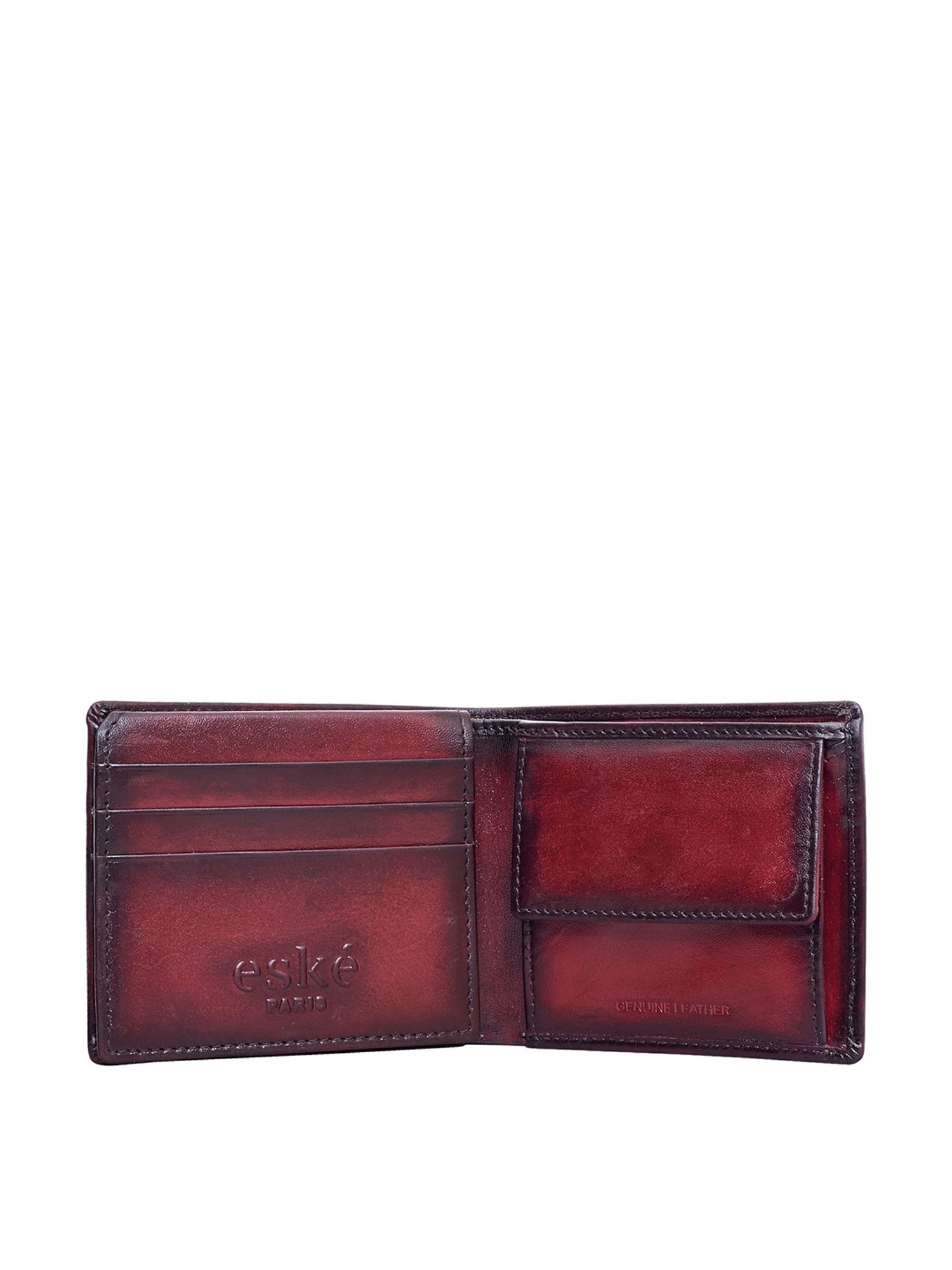 Eske Red Casual Leather Bi-Fold Wallet for Men