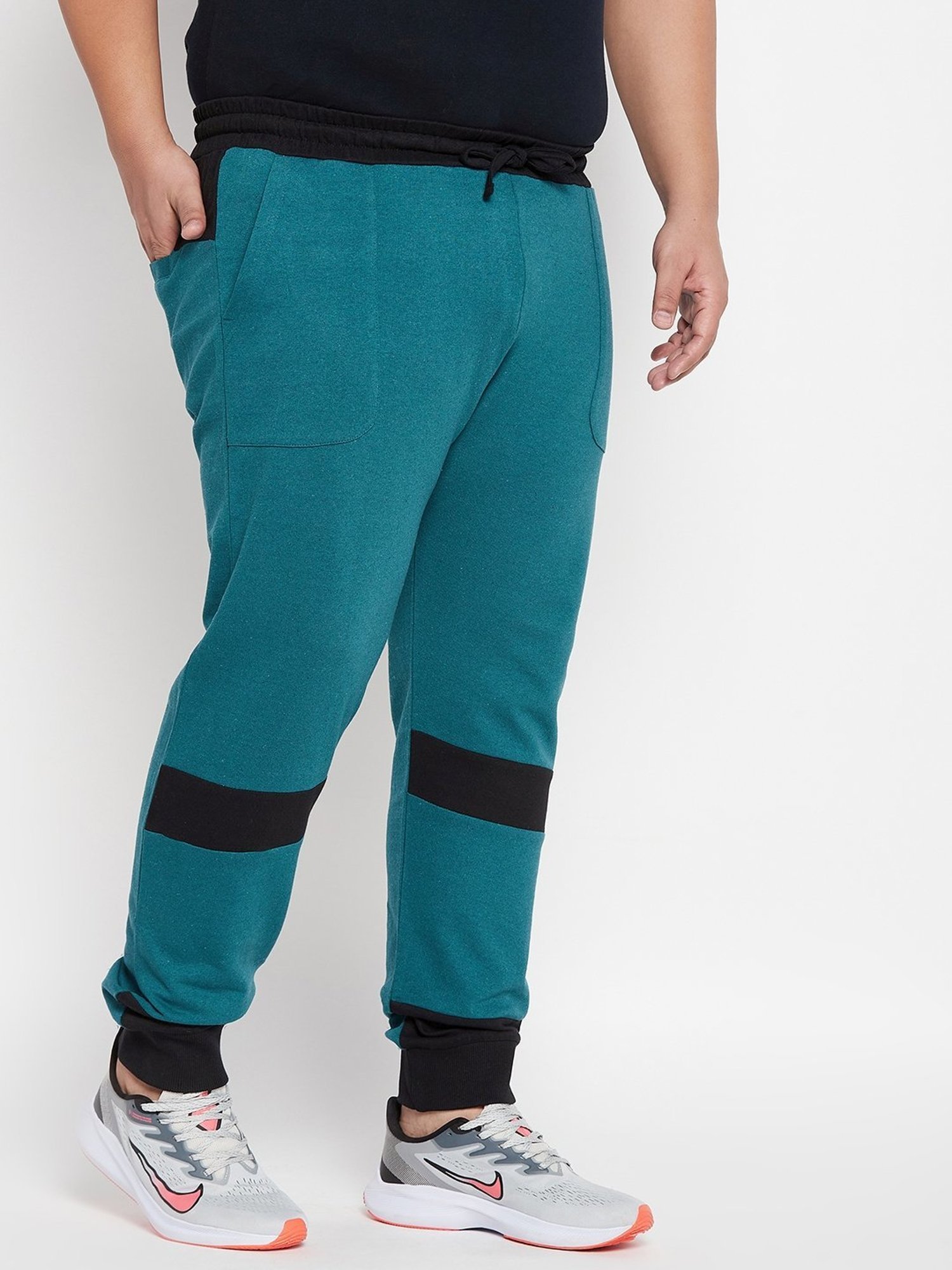 Bigbanana Royal Blue Cotton Regular Fit Colour Block Joggers