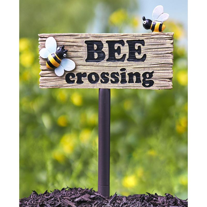 Lakeside Bee Crossing Sign - Decorative Garden Sign & Stake