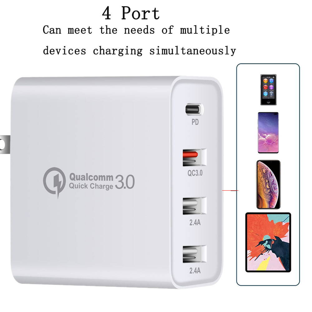Gigbird 48W USB wall charger, 30W PD Portable Charger, Quick Charge 3.0 charger block, suitable for iPhone 12, 12 Pro, 12 Pro Max, 11, iPad, Galaxy S10e/S10/S9/S8/Plus, Note 9/8 and more.(Black)