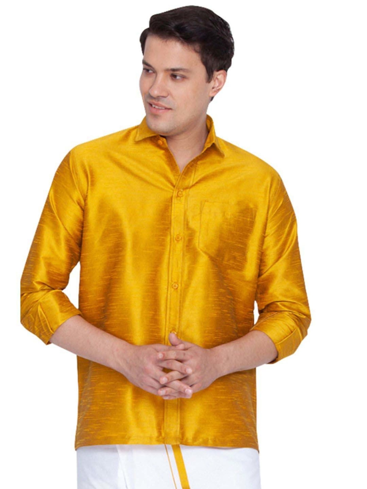 Ramraj Red Cotton Regular Fit Shirt