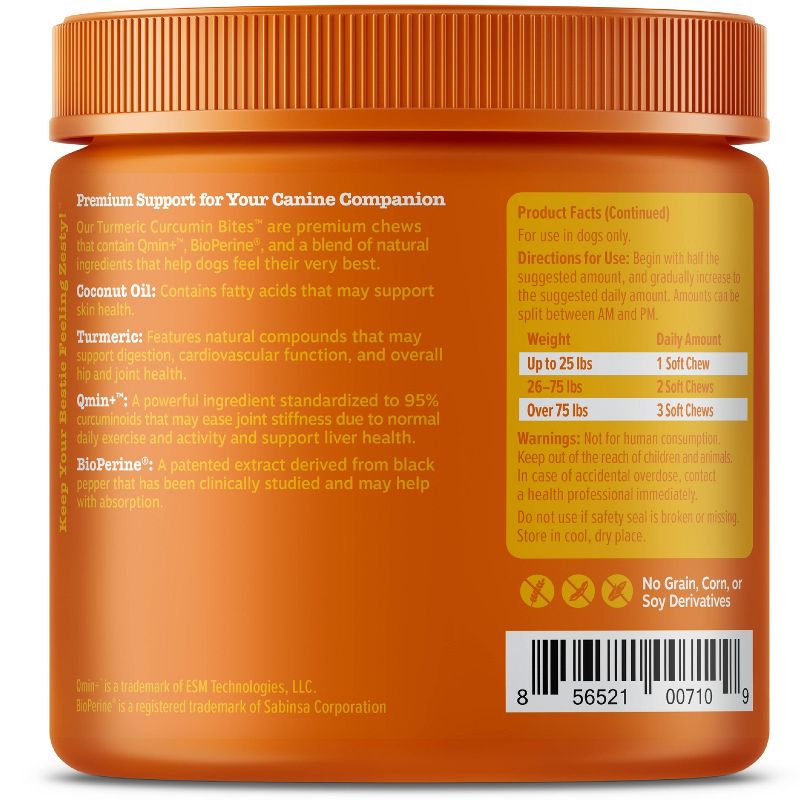 Zesty Paws Turmeric Curcumin Bites Vitamins & Supplements for Dogs - 90ct