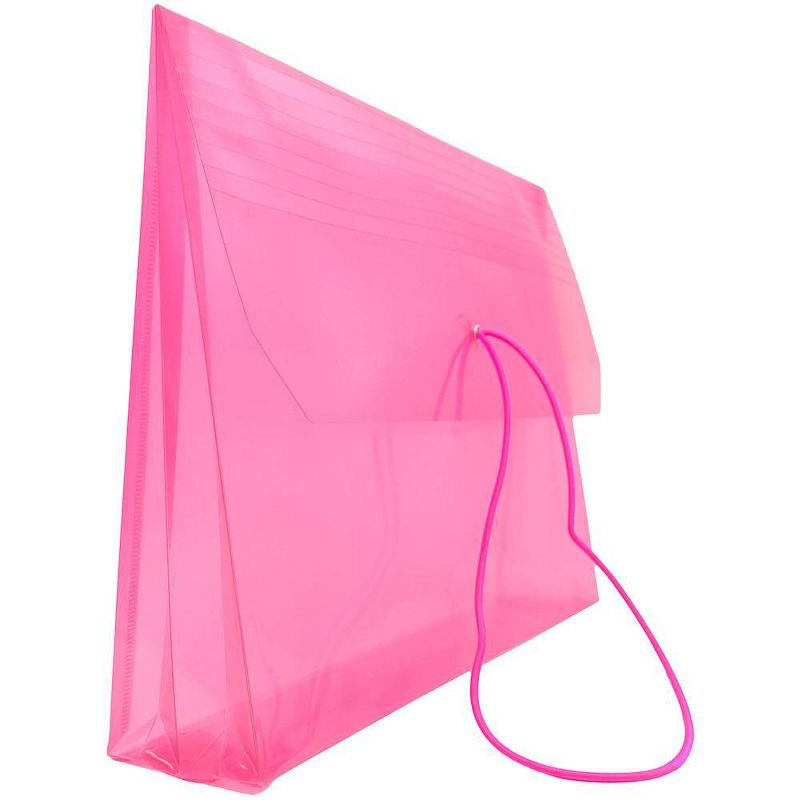 JAM Paper Plastic Envelopes with 2 5/8" Expansion, Elastic Closure, Letter Booklet, 9 3/4'' x 13'', Fuchsia Pink Poly, 12pk