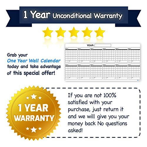 Jumbo Wall Calendar 36x96-Inch Laminated Dry or Wet Erase Year Planner