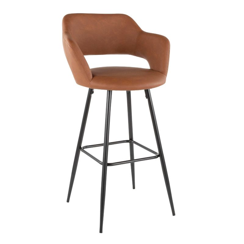 Set of 2 Margarite Contemporary Barstools Faux Leather Dark Brown - LumiSource