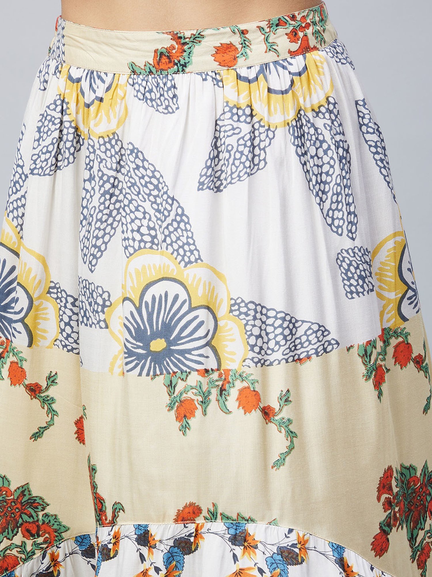 StyleStone Multicolor Lace Crop Top With Skirt