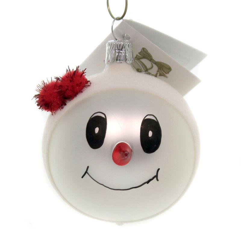 Golden Bell Collection 2.75" Snowman With Red Pom Hat Glittered Ornament  -  Tree Ornaments