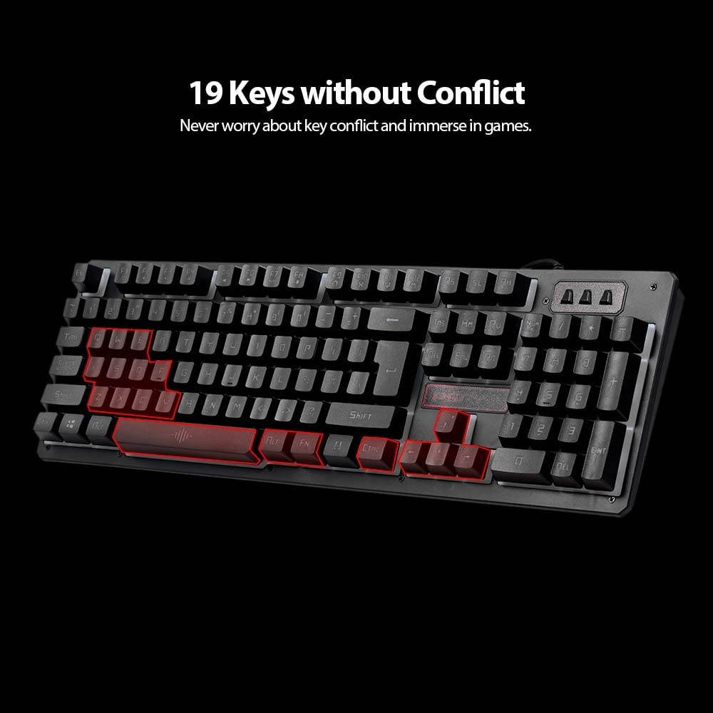 Docooler USB Wired Gaming Keyboard and Mouse Combo Waterproof Mice for Gaming Laptop Desktop