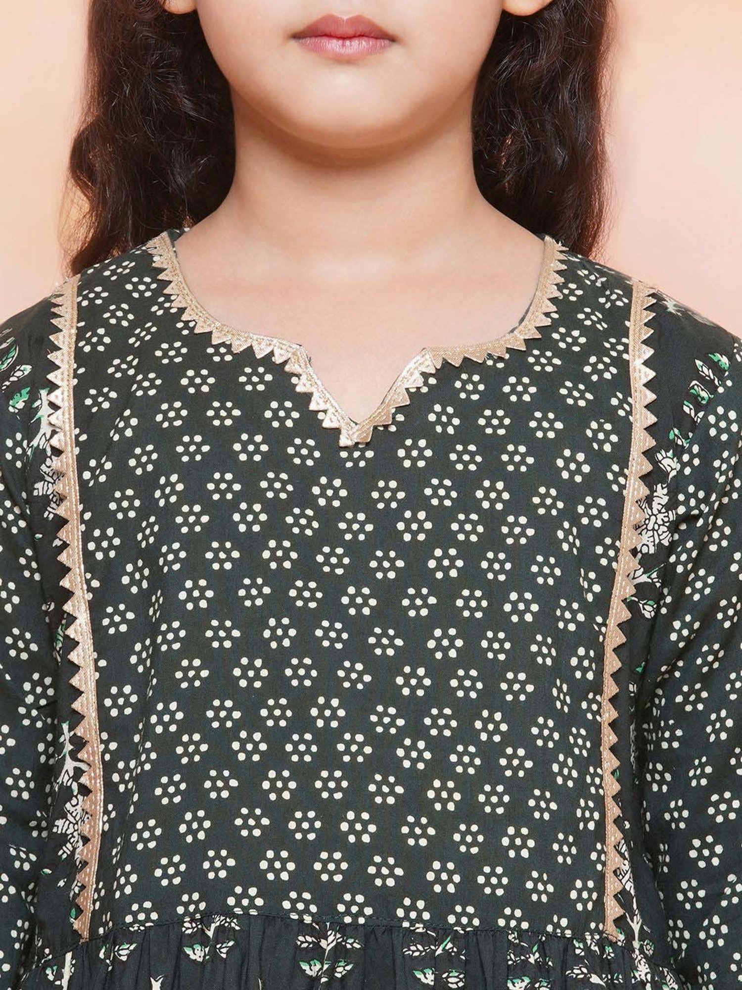 AJ Dezines Kids Black Cotton Printed Kurta Set